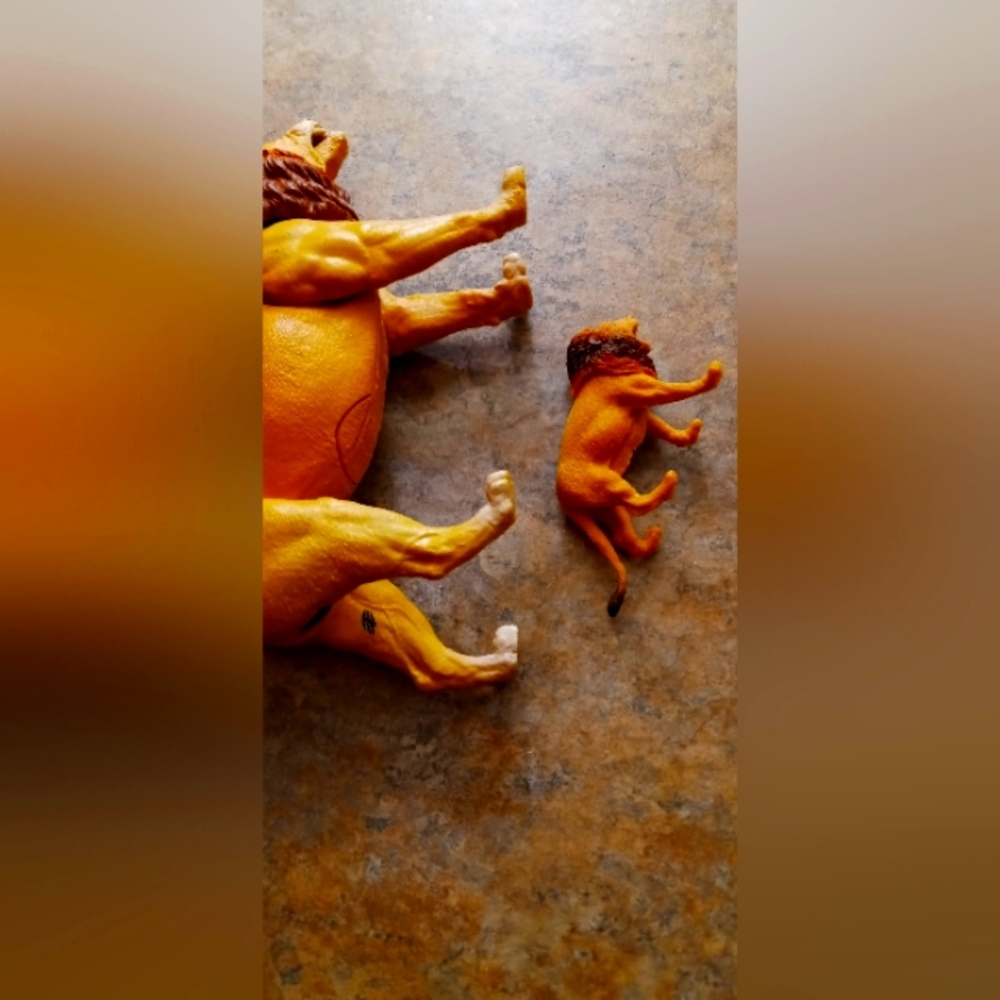 Jurassic set of Two Orange Lion Figure Toys for Creative Play